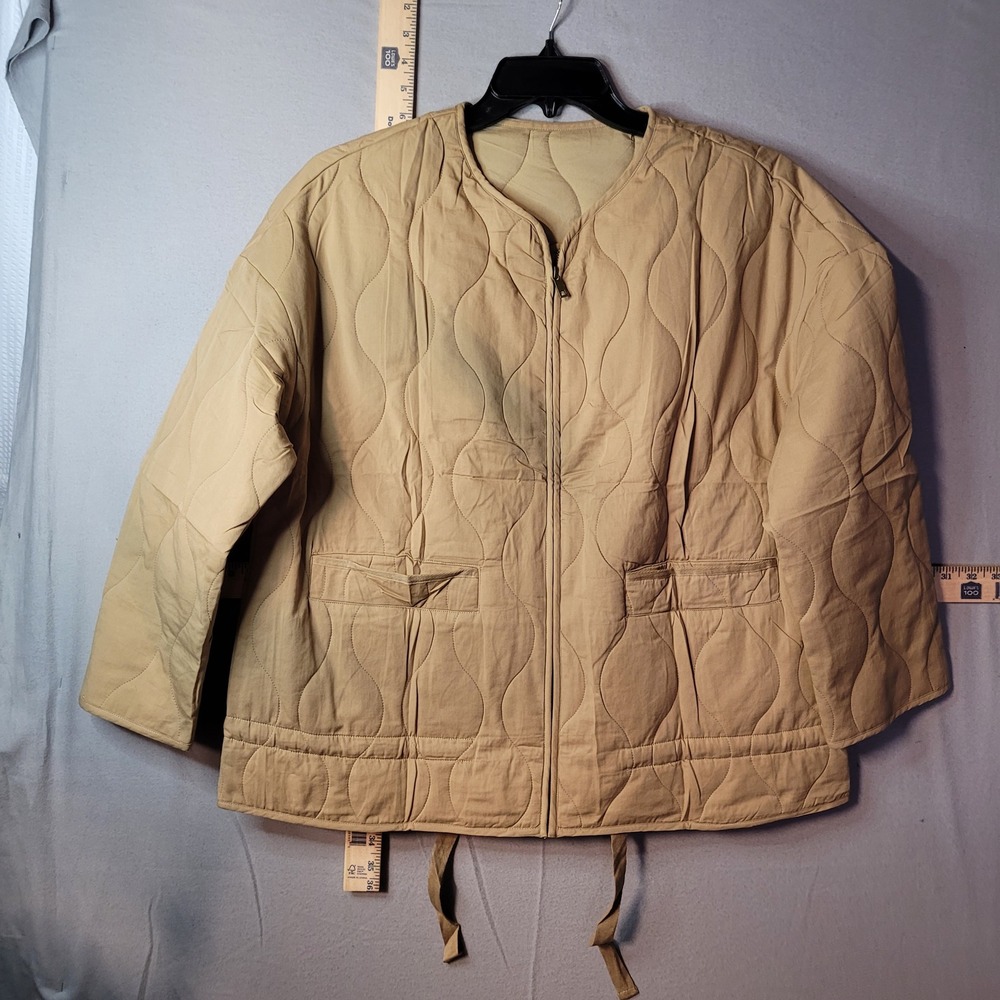 Khaki‎ Quilted Zip Up Utility Jacket NX2471KQ0M Women Medium Cotton Onion Quilt
